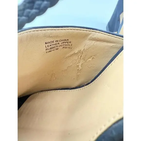 Michael Kors Wedges Womens 11M Navy Suede Ankel Wrap Lace Up Open Toe Braided - Picture 9 of 16